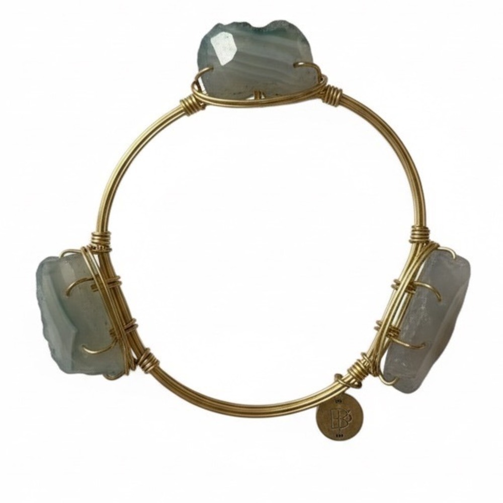 Bourbon & Bowties‎ Gold Wire Gemstone Bangle Bracelet Wire Wrapped Boho Small